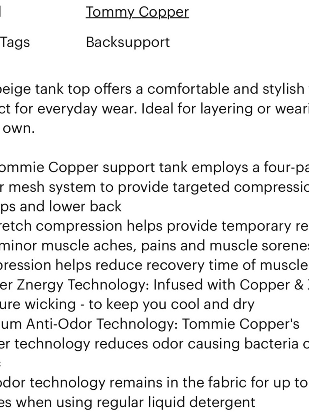 Tommy Copper NWT compression back support Nude Ta… - image 5